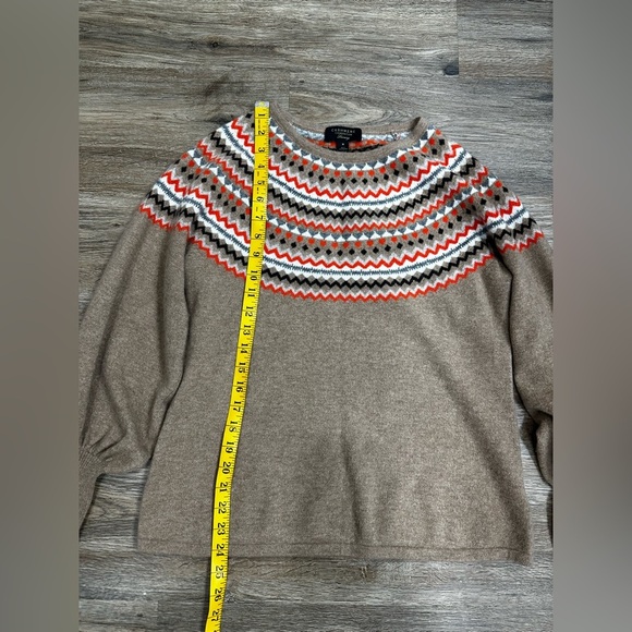 Charter Club Fair Isle Balloon-Sleeve Cashmere Sweater Heather Carmel Medium - Picture 9 of 11